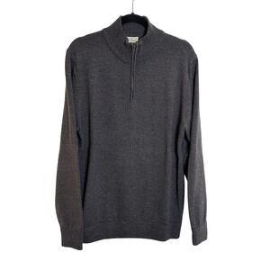 Vintage L.L. Bean Merino Wool 1/4 Zip Sweater Size‎ L REG Dark Gray Grandpacore